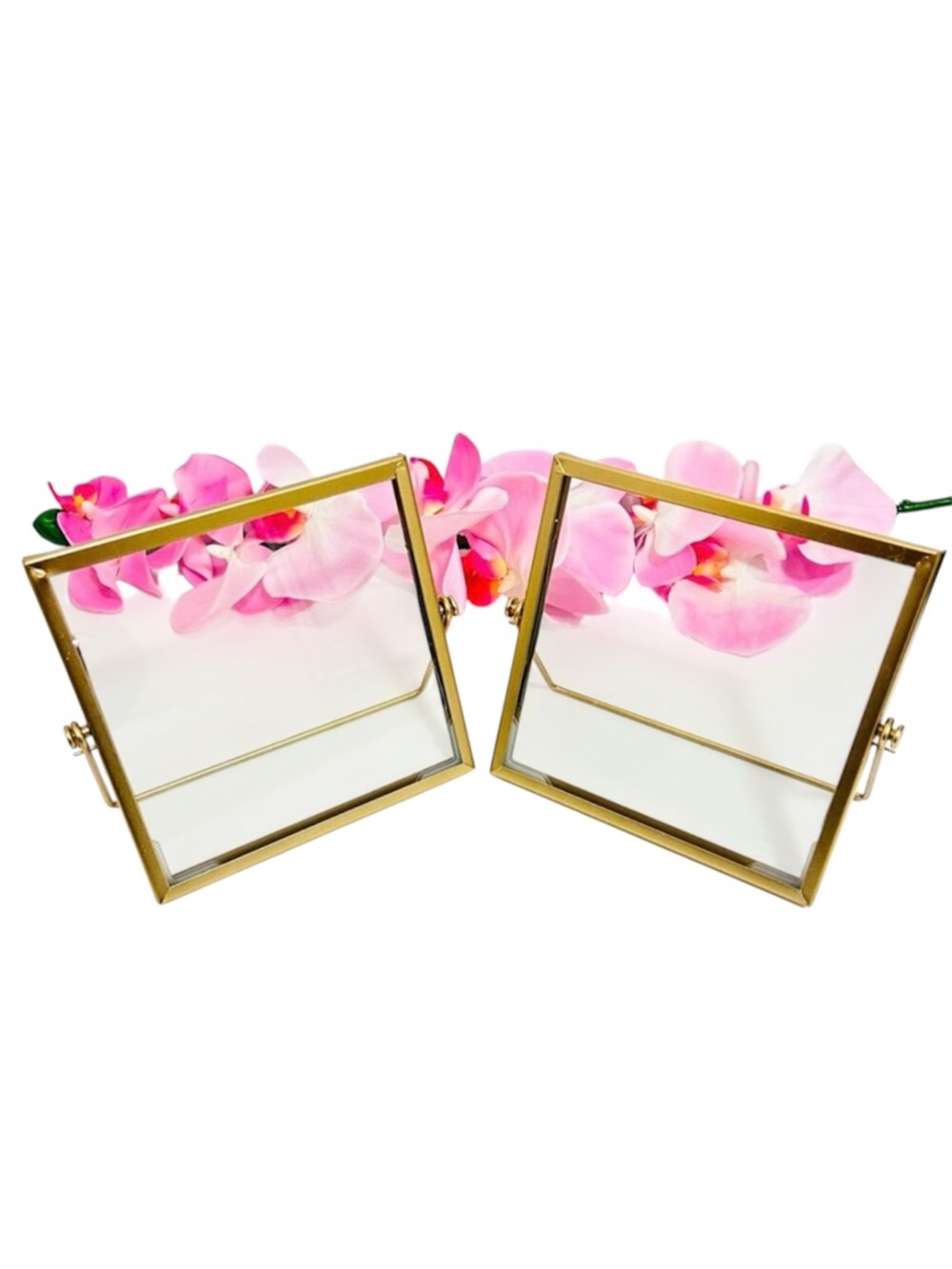 Set of 2 Gold Floating Glass Easel Frames 6x6
